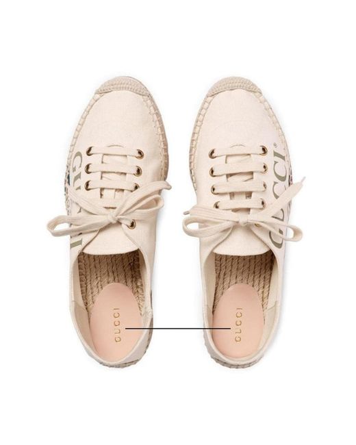 Gucci White Logo Platform Espadrilles