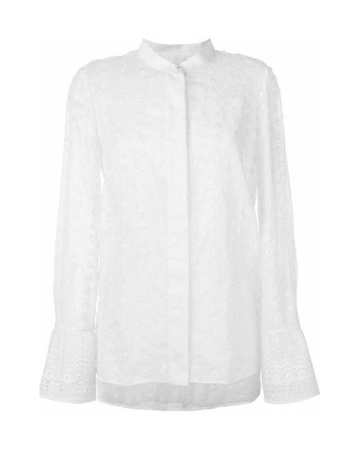 Chloé White Cotton Embroidered Long Sleeve Shirt