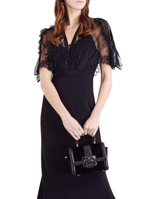Self-Portrait Black Mason Cape Overlay Dress