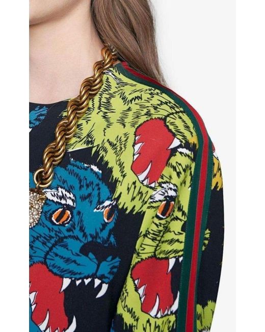 Gucci Purple Tiger Face Tunic Dress