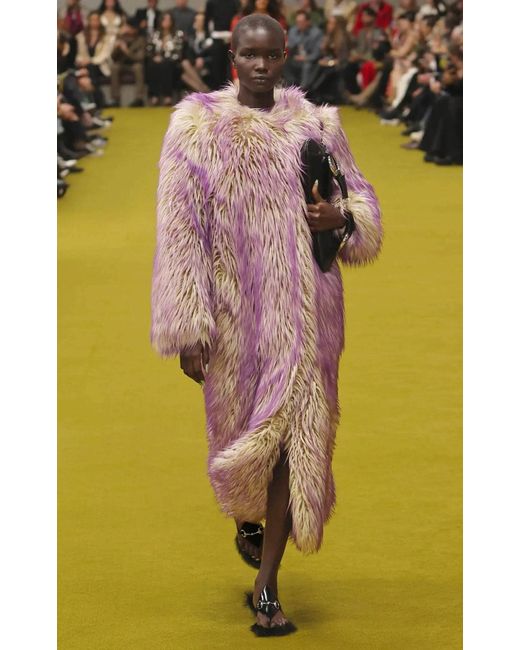 Gucci Faux Fur Coat With Contrast Colored Tips