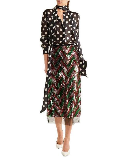 Gucci Multicolor Sequinned Tulle Midi Skirt