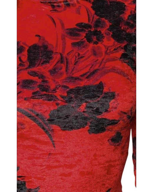 Balenciaga Red Floral-print Turtleneck Dress Xs