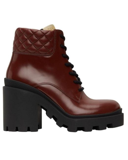 Gucci Brown Red Trip Ankle Boots
