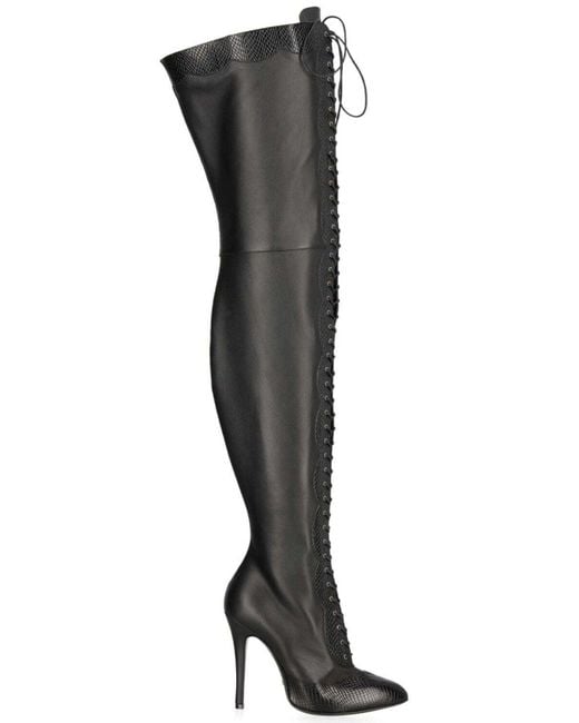 Gucci Black Harriet Leather Over The Knee Boots