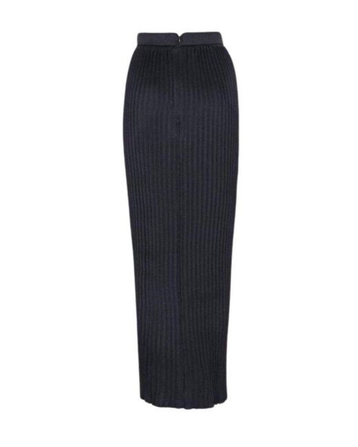 Balmain Black Pleated Maxi Skirt