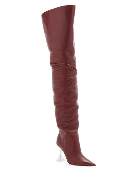 AMINA MUADDI Red Olivia Leather Over-the-knee Boots