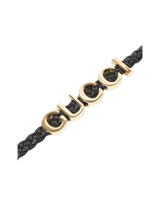Gucci Multicolor Leather Choker Necklace In Black With Gold-tone Logo