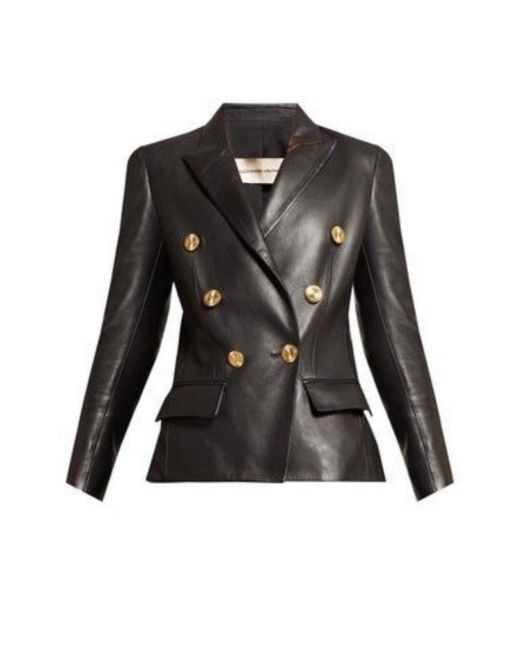 Alexandre Vauthier Black Double-breasted Leather Blazer