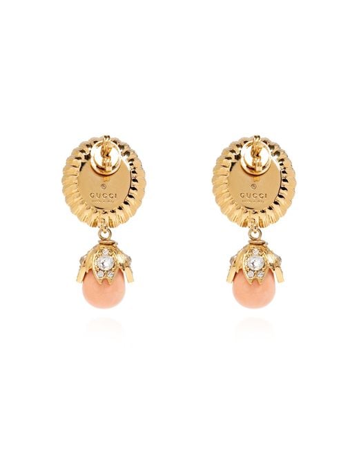 Gucci Interlocking G Pearl Earrings in Natural | Lyst