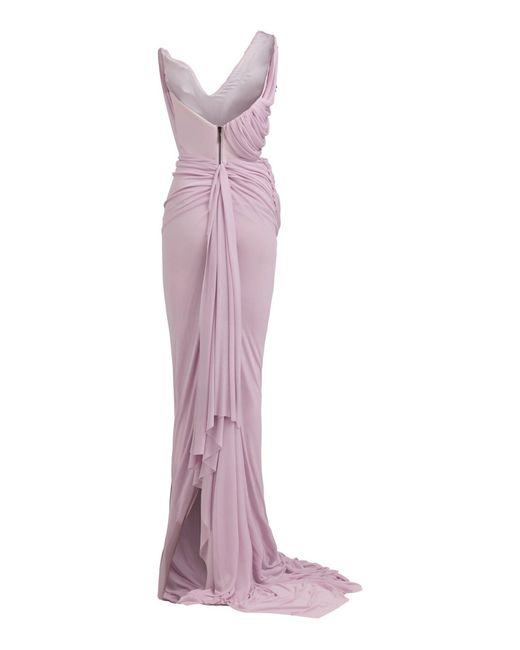 Maticevski Purple Systema Draped Jersey Gown