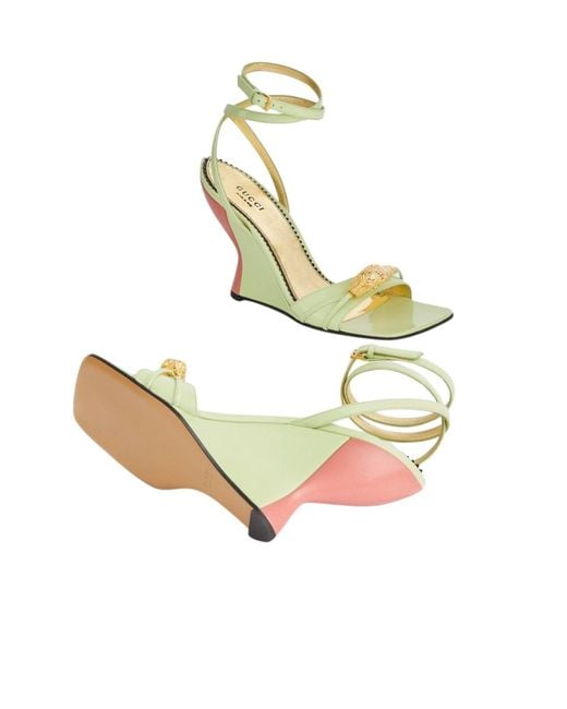 Gucci Metallic Two-toned Dora Wedge Sandals