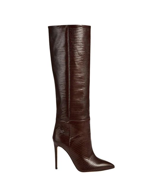 Paris Texas Brown Crocodile-effect Leather Knee-high Boots