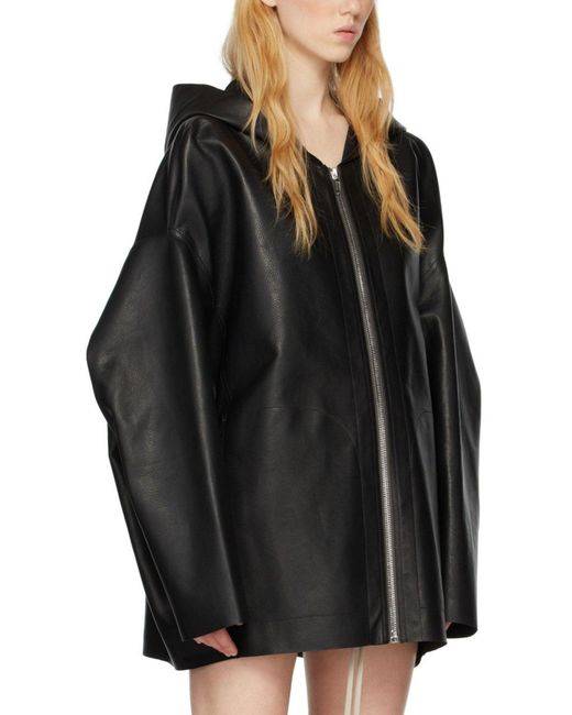 Rick Owens Black Peter Leather Jacket