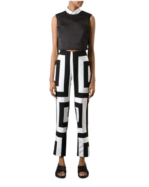 KENZO Black Geometric Print Trousers Pants Fr 40 (us 10)