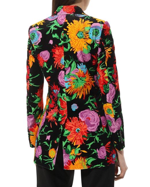 Gucci Green Floral Print Velvet Blazer