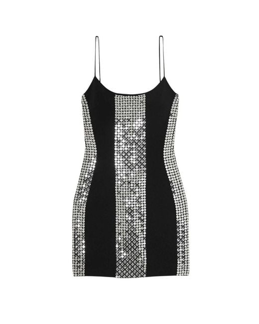 David Koma Black Crystal Embroidered Cami Mini Dress