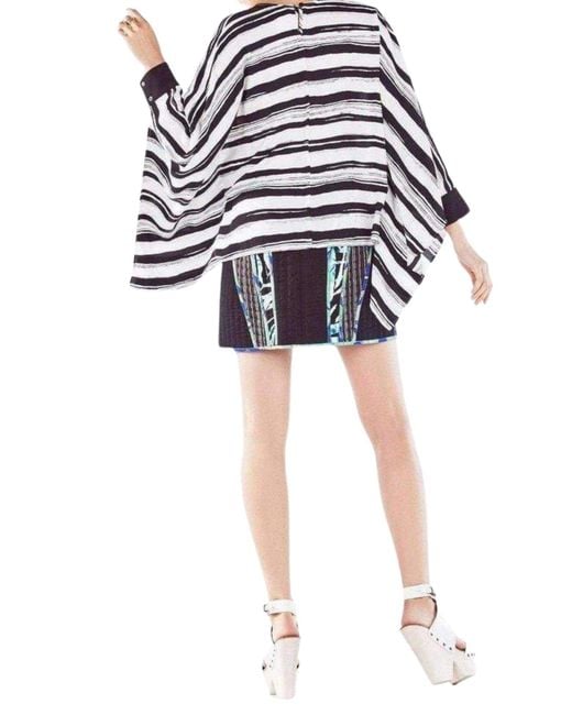 BCBGMAXAZRIA White Cordelia Striped Kaftan Top