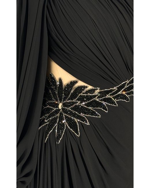 Cult Moda Blue One-shoulder Long Sleeve Chiffon Gown