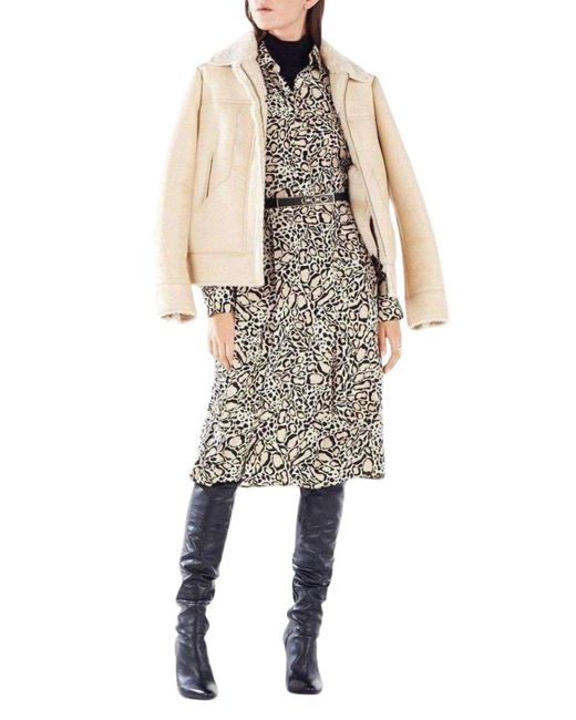BCBGMAXAZRIA White Carlton Faux Leather Aviator Jacket