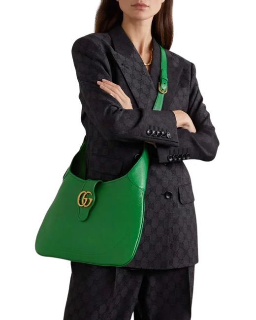 Gucci Aphrodite Green Leather Hobo Shoulder Bag