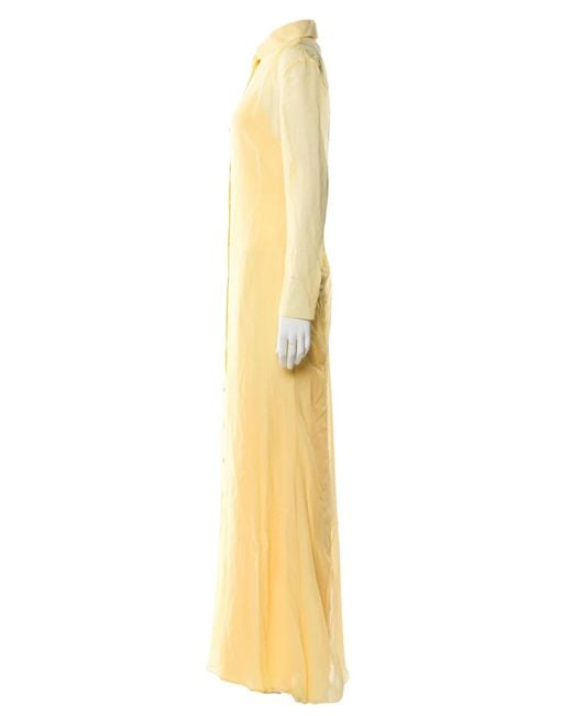 Gucci Yellow Silk Maxi Shirt Dress