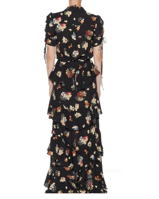 Libertine Black Nina Simone Floral Ruffle Silk Skirt
