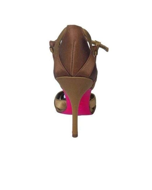 Betsey Johnson Brown Satin Stiletto Heels Sandals