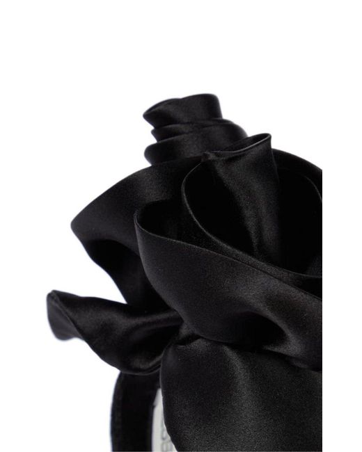 Alessandra Rich Black Rose Appliqué Tie Headband