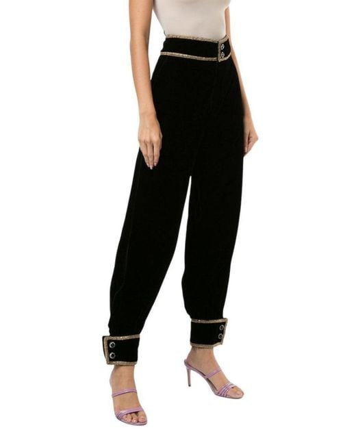 Gucci Black Jewel-embellished Cotton Trousers