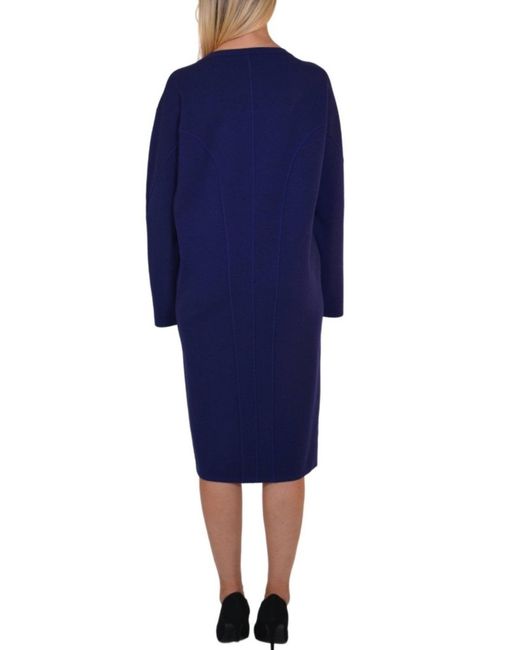 Alaïa Blue Wool Midi Dolman Long Sleeve Dress