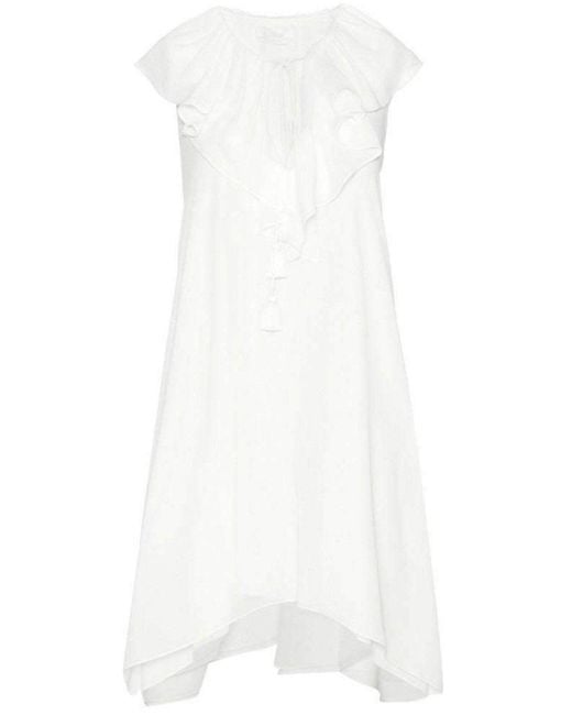 Chloé White Fine Sheer Crepe Dress