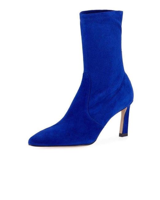 Stuart Weitzman Blue Rapture 75 Suede Sock Bootie