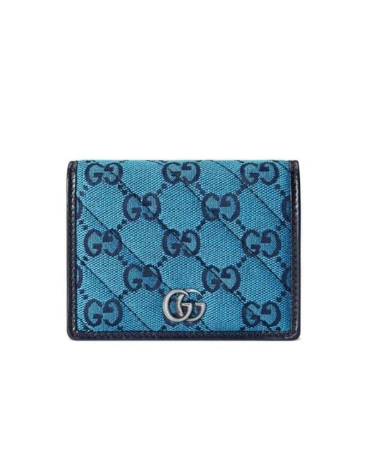Gucci Blue Gg Marmont Multicolor Wallet