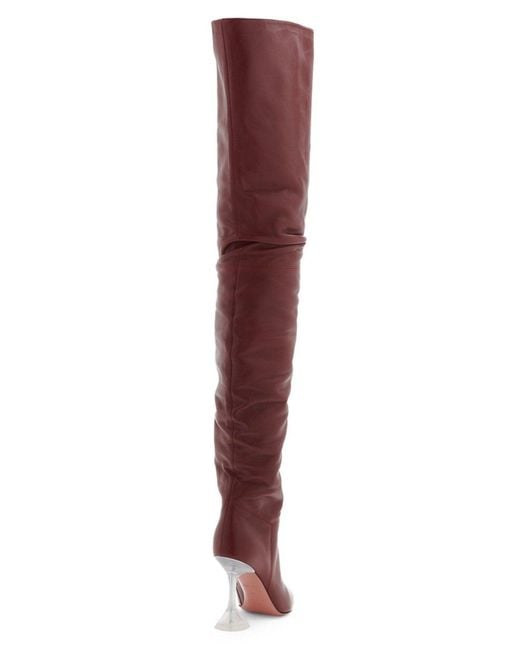 AMINA MUADDI Red Olivia Leather Over-the-knee Boots