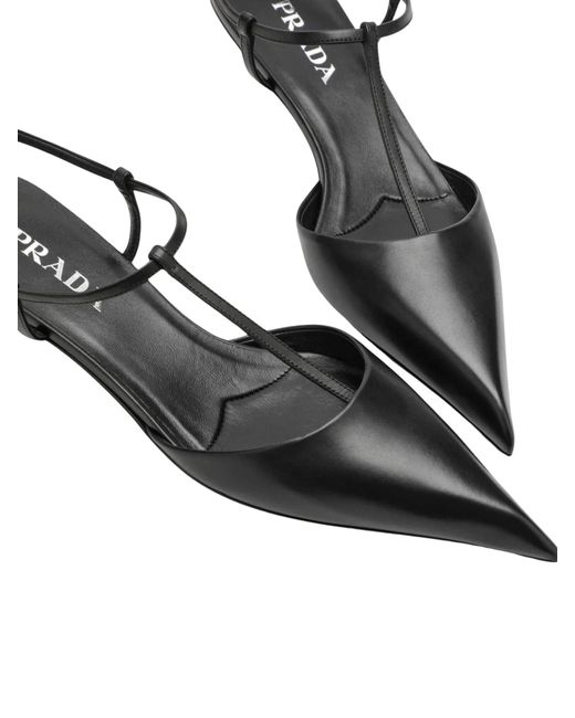 Prada Black Leather Slingback Pumps