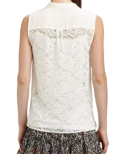 BCBGMAXAZRIA White Layne Sleeveless Lace Top
