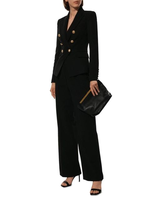 Balmain Black Classic Double-breasted Wool Blazer