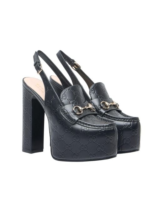 Gucci Blue Ottavia GG Platform Pumps 145mm