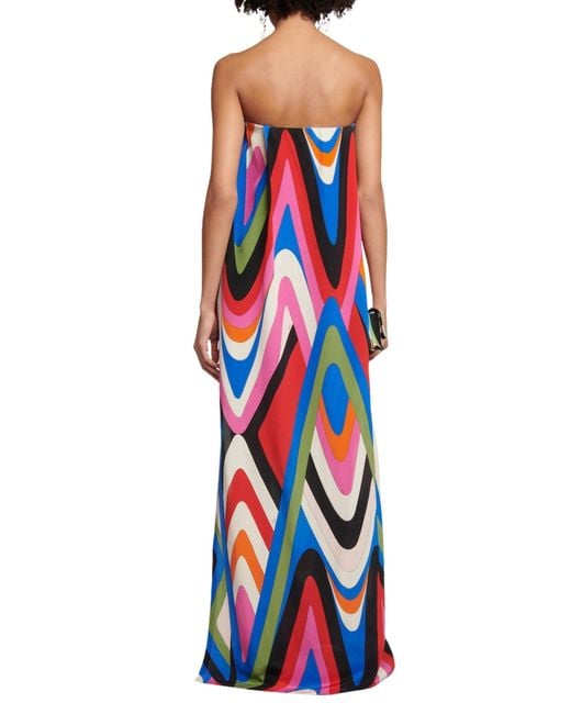 Emilio Pucci Red Geometric-print Silk Gown Dress