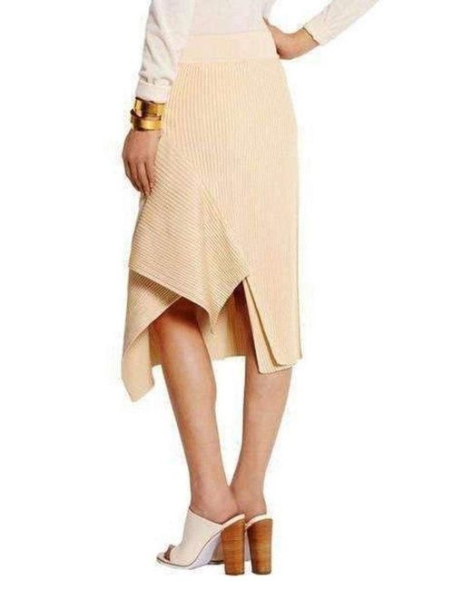 Stella McCartney Natural Asymmetric Ribbed Stretch-jersey Midi Skirt It 38