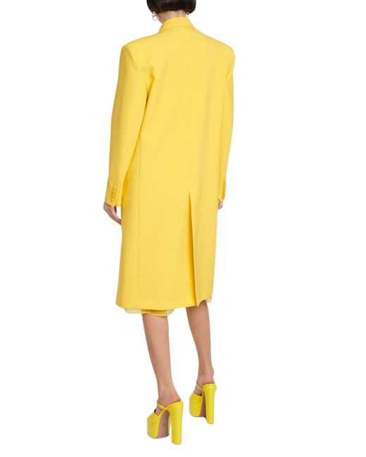 Valentino Feather-trimmed Virgin Wool Trench Coat in Yellow | Lyst