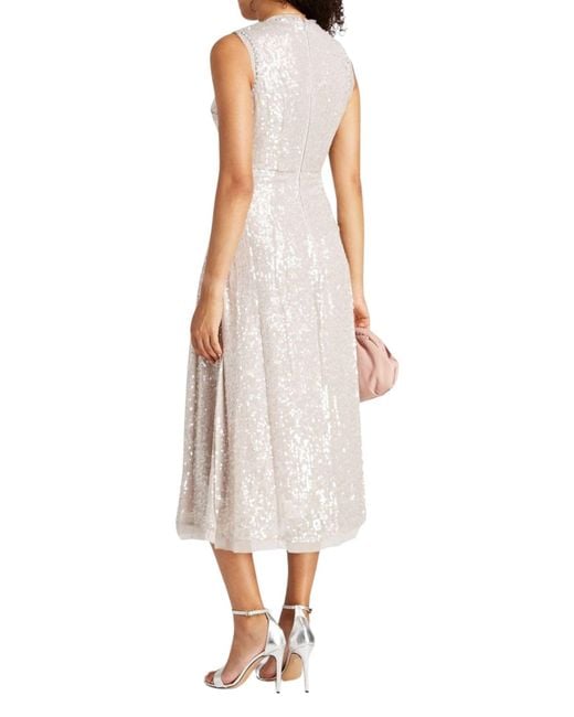 Erdem White Denise Crystal Embellished Sequin Midi Dress
