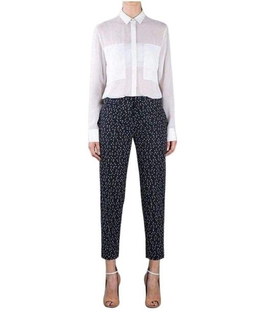 Chloé Blue Wool Blend Pattern Trousers