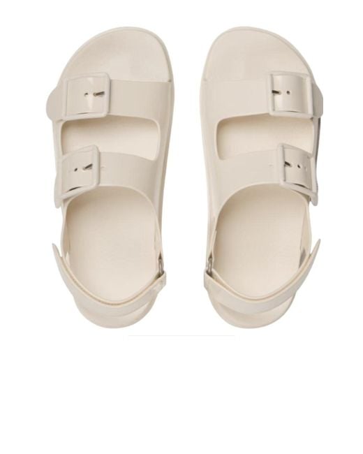 Gucci Natural Dusty White Double G Rubber Sandals