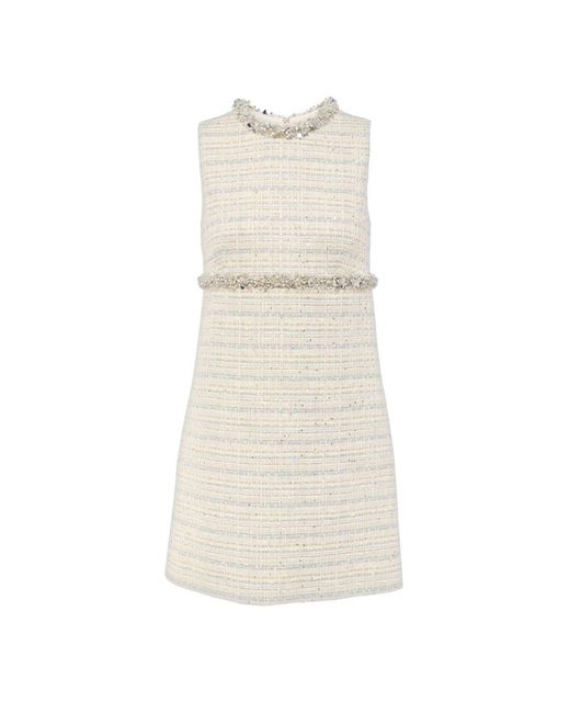 Valentino Natural Crystal-trim Sequinned Tweed Mini Dress