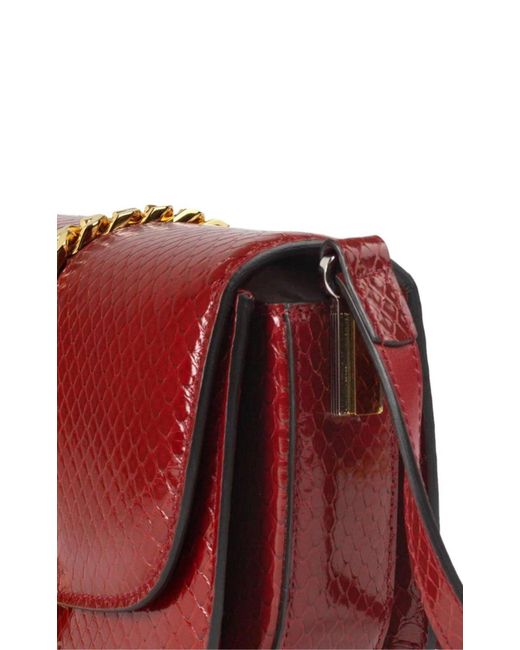 Gucci Red Sylvie 1969 Python Mini Shoulder Bag