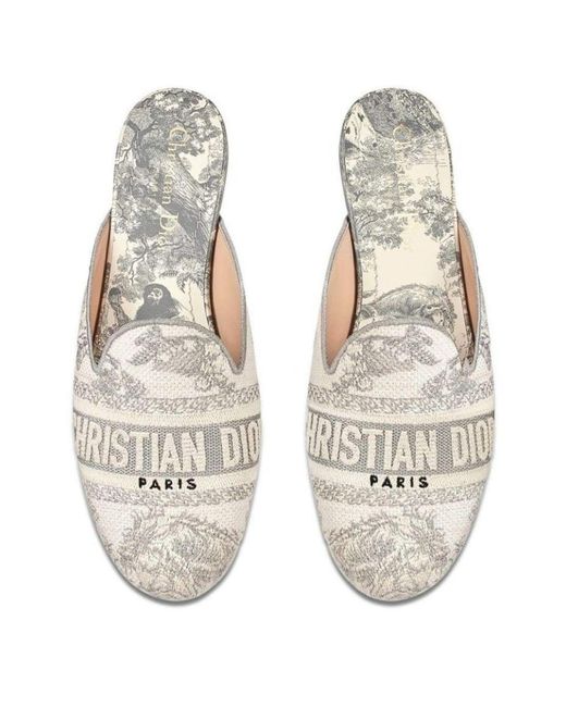 Dior Toile De Jouy Motif Flat Mules In Grey Stone Lyst UK