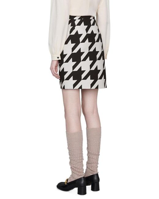 Gucci Black Houndstooth Mini Skirt