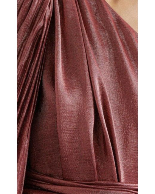 Gucci Red One Shoulder Asymmetric Lame Gown